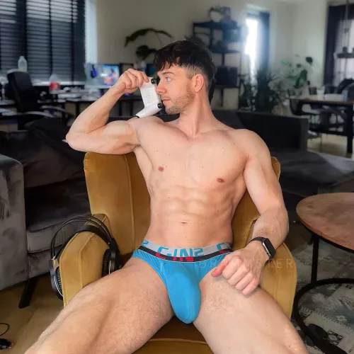 Briefs are practically bursting… Hung Athlete