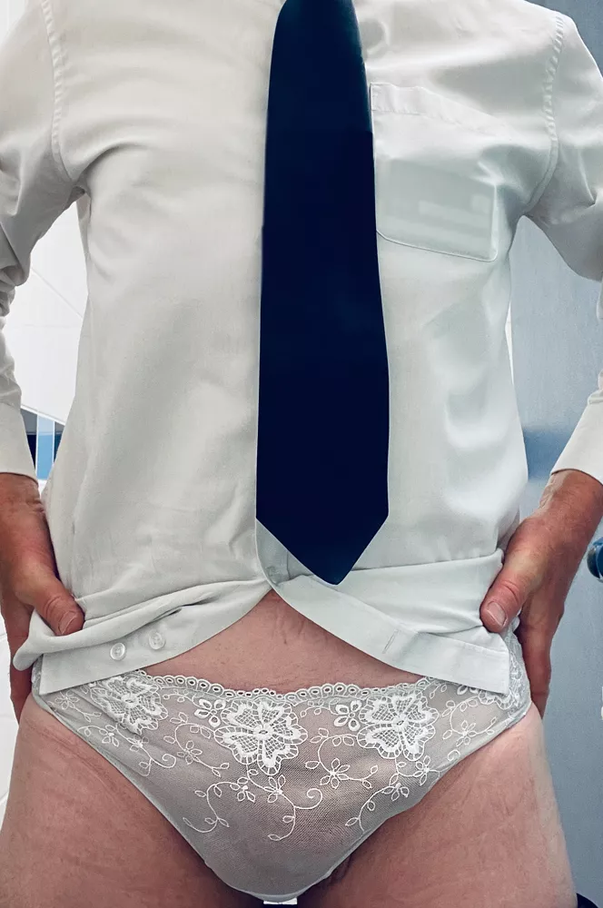I'm wearing my wife's panties to the office!