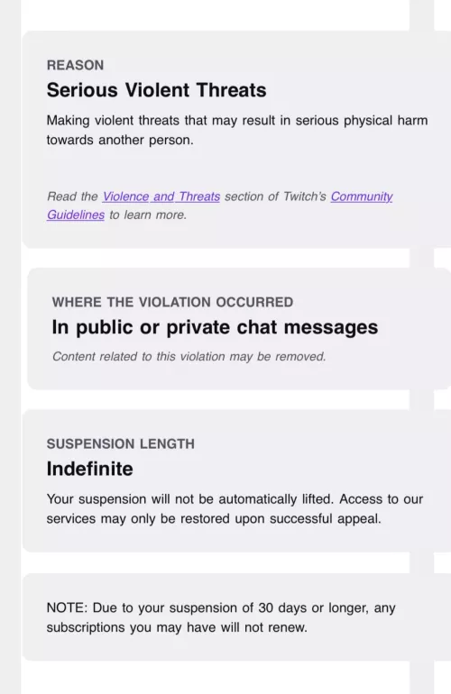 Indefinite suspension issue