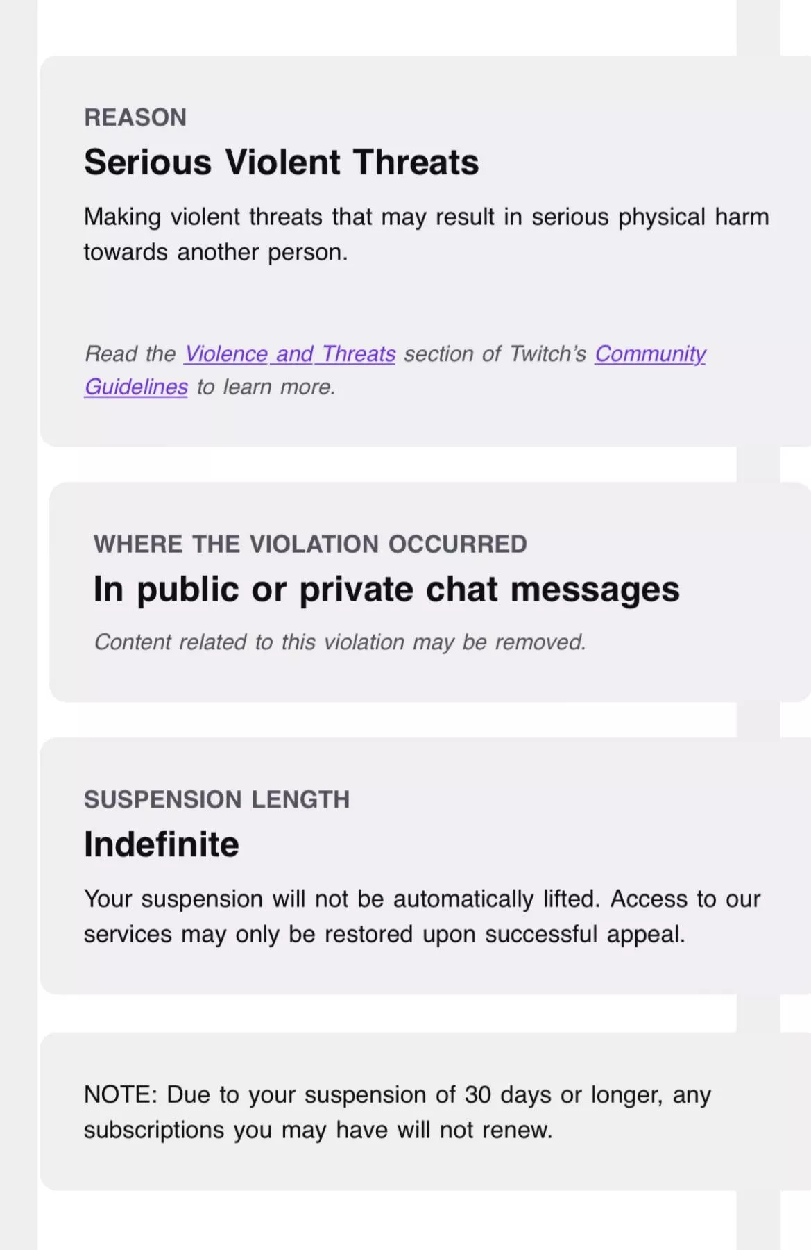 Indefinite suspension issue