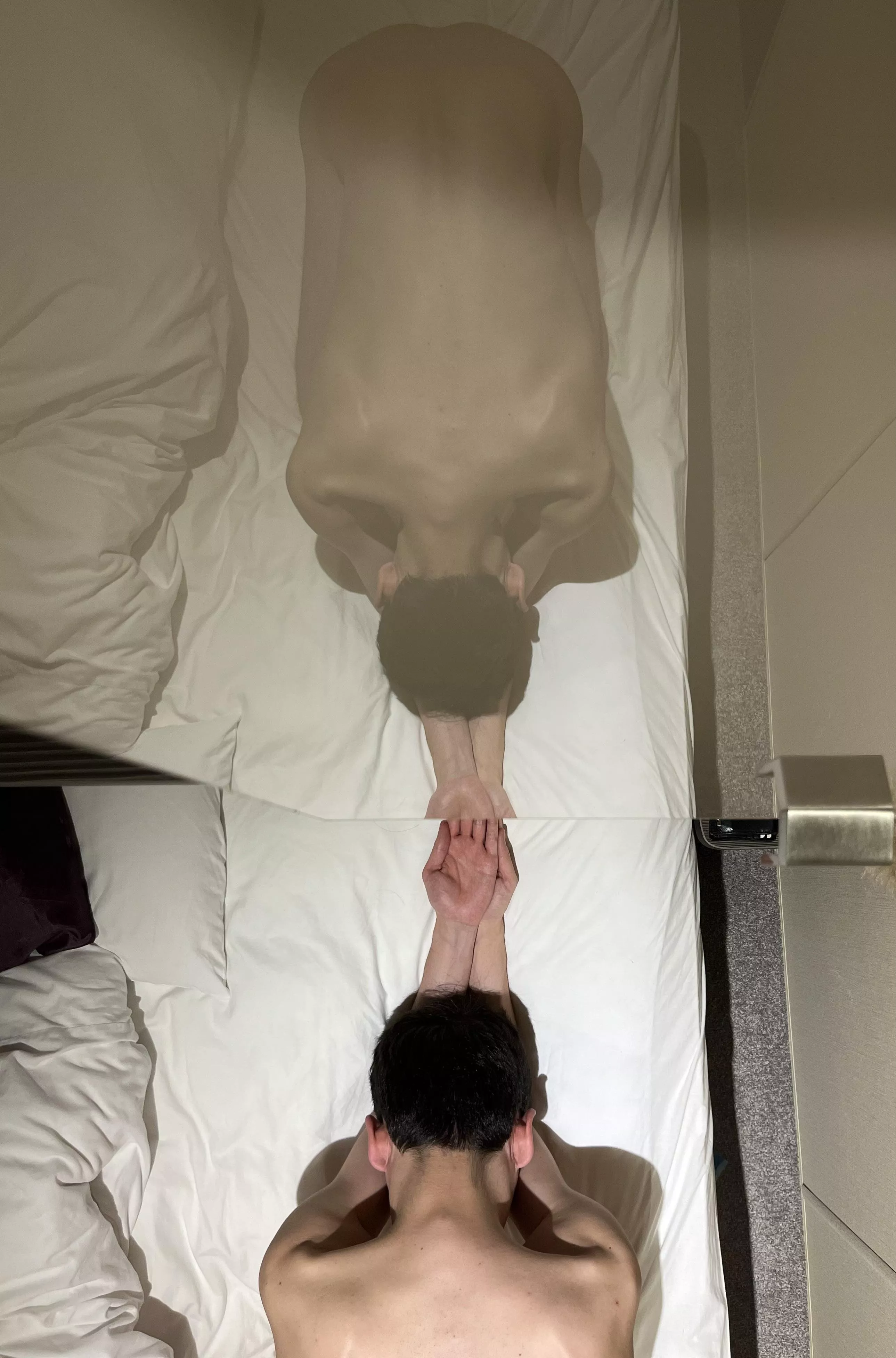 Striking a submissive pose