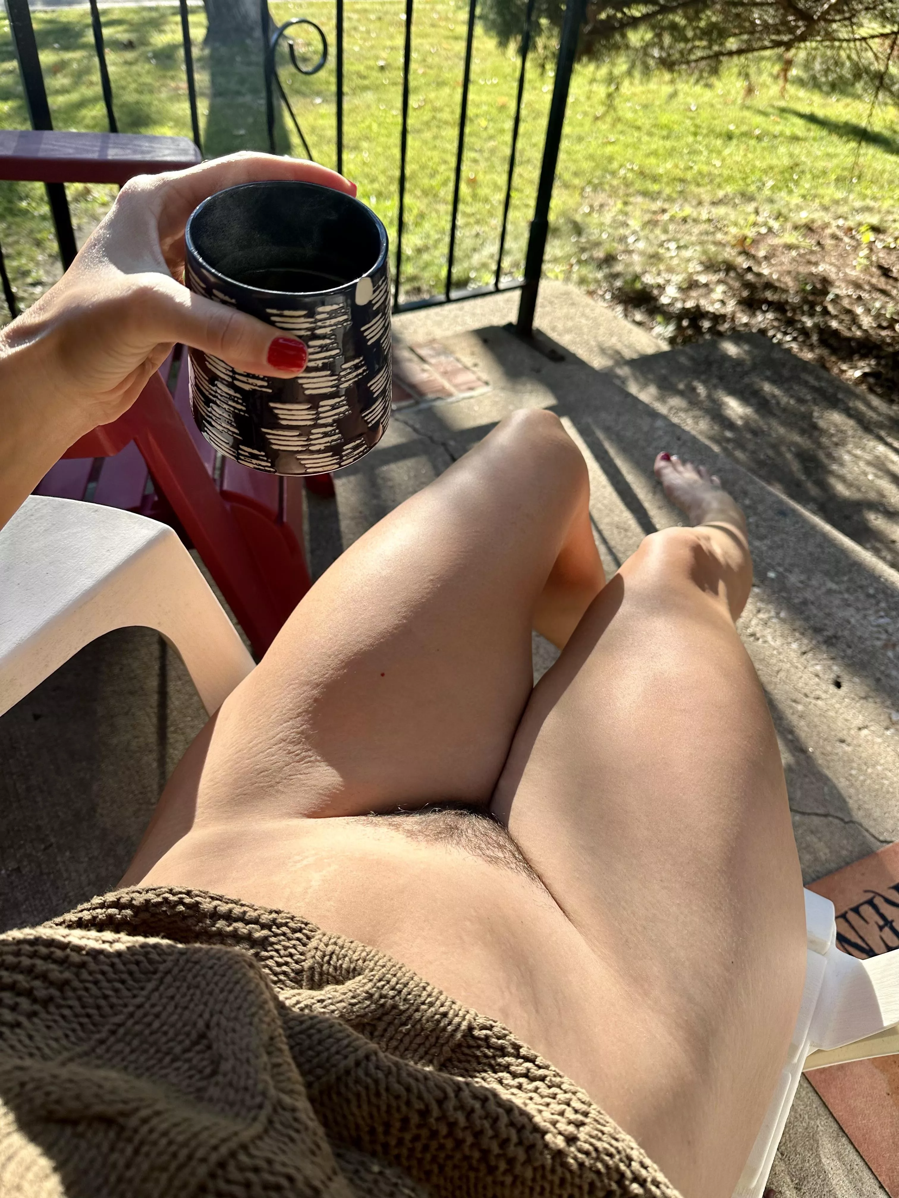 A hairy pussy and a cup of warm coffee to start your day?