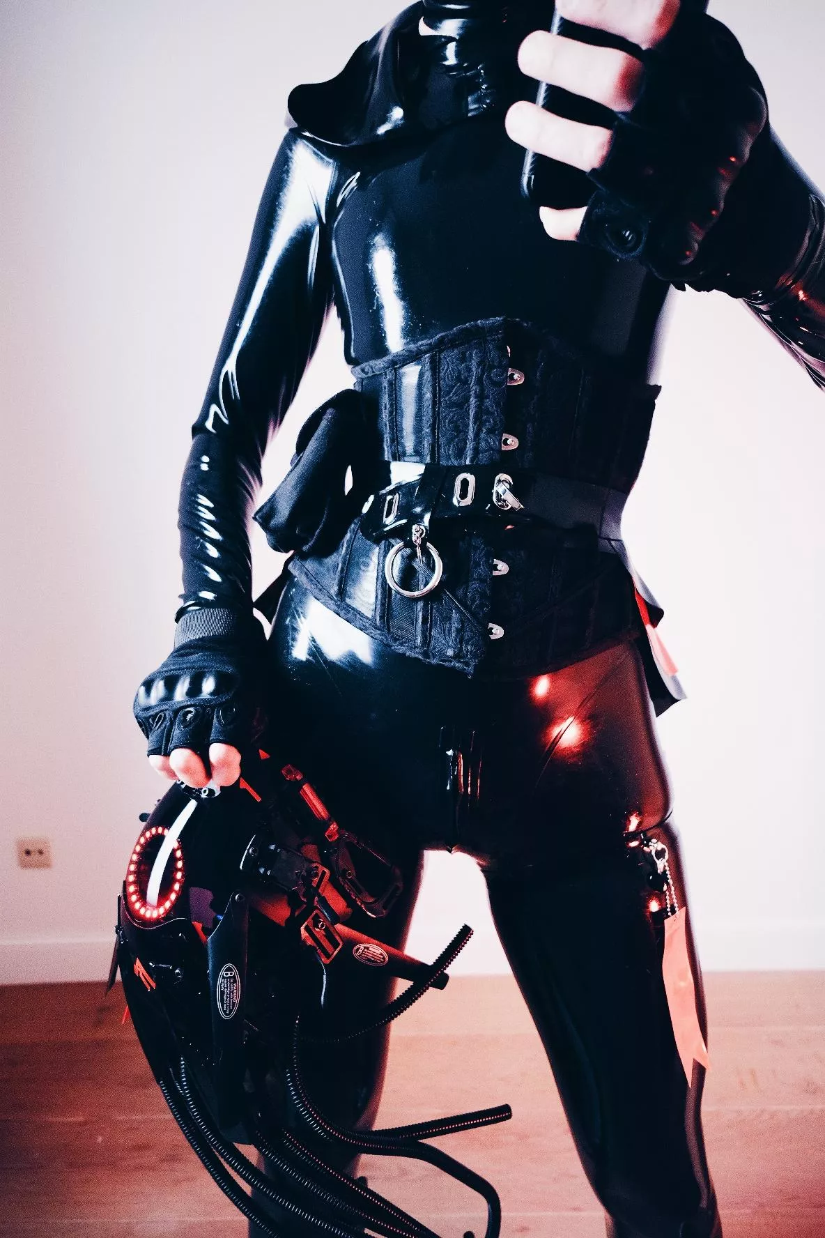 feels great to parade around in latex wearing my corset!