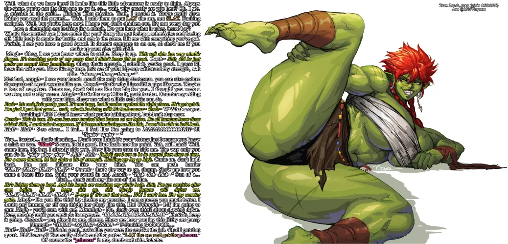 Guild quest: sLAY the orc [Muscle girl] [Big woman] [Creampie] [domminant woman] | Art: @1509Virgoart ((COMMS OPEN))