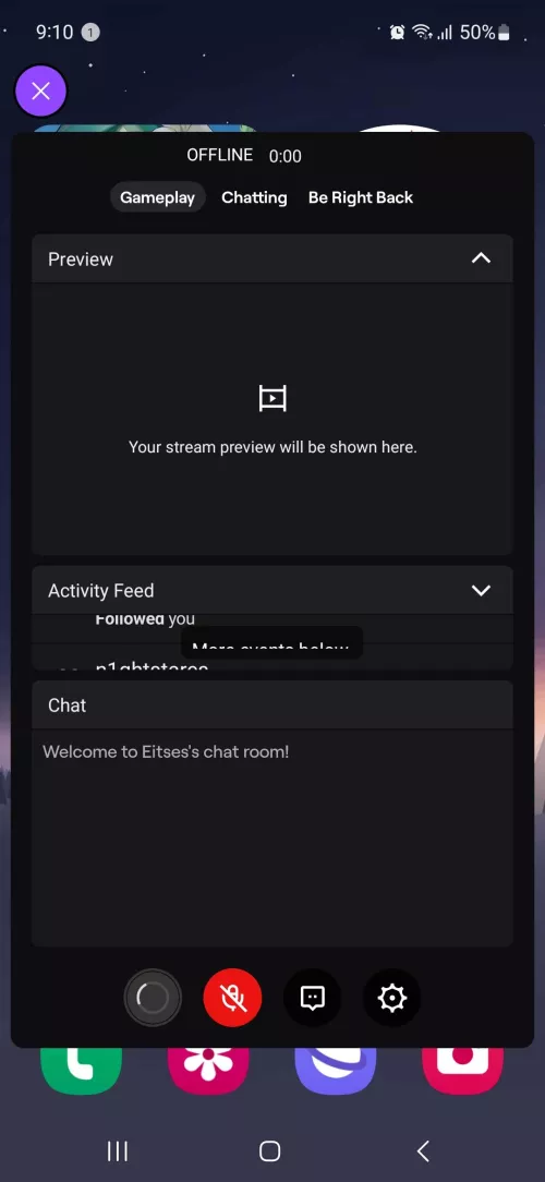 I can't live stream on my mobilephone