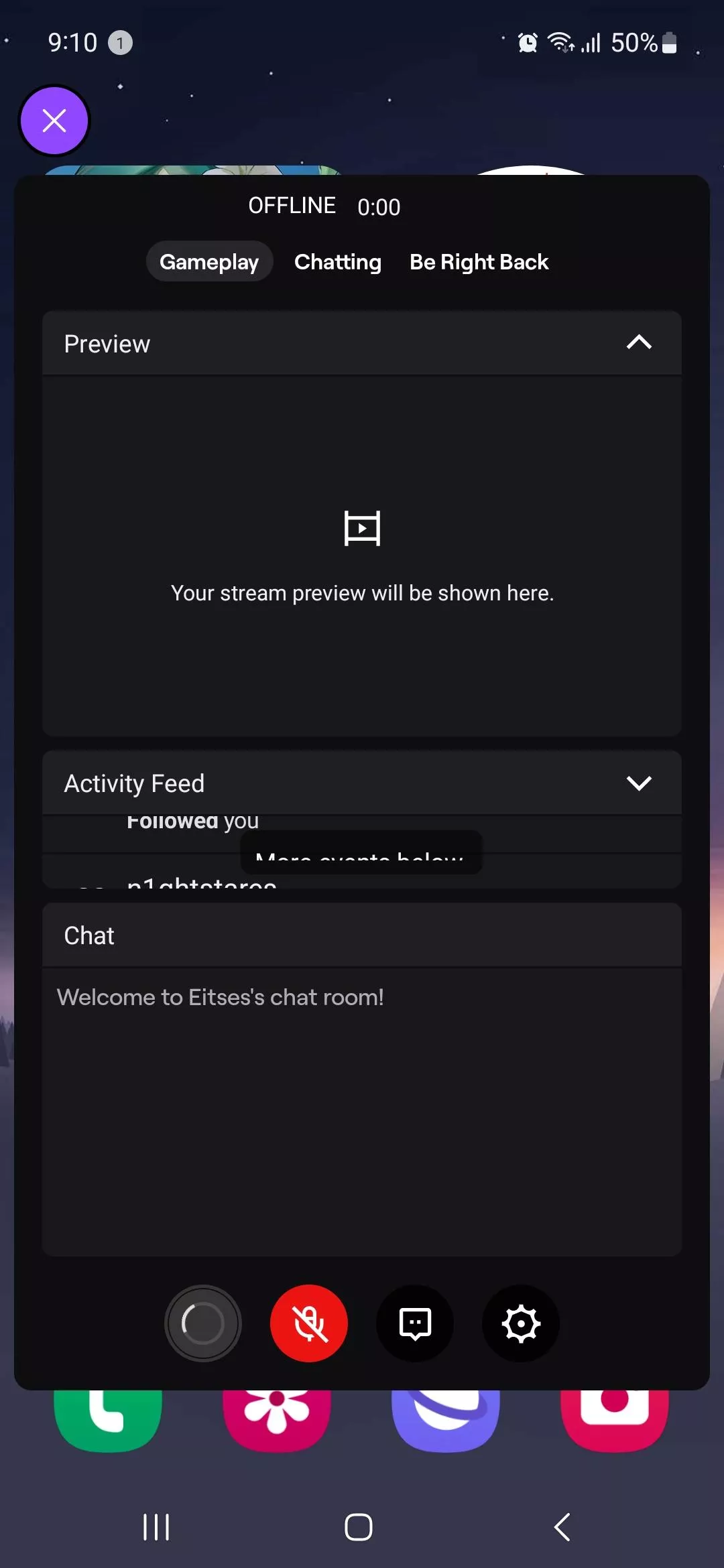 I can't live stream on my mobilephone
