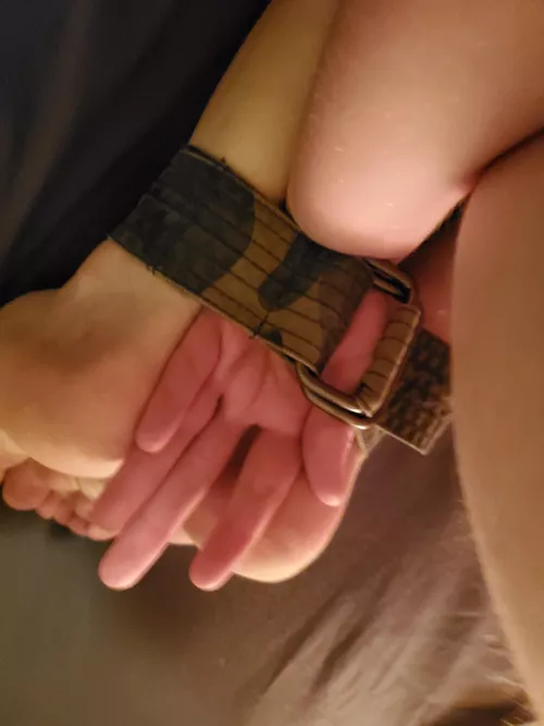 I have my legs and one hand tied up too bad no one is here to take advantage of this.