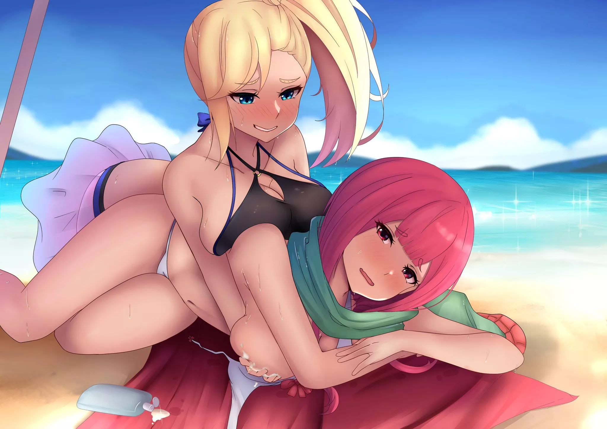 Minerva and carmila at the beach