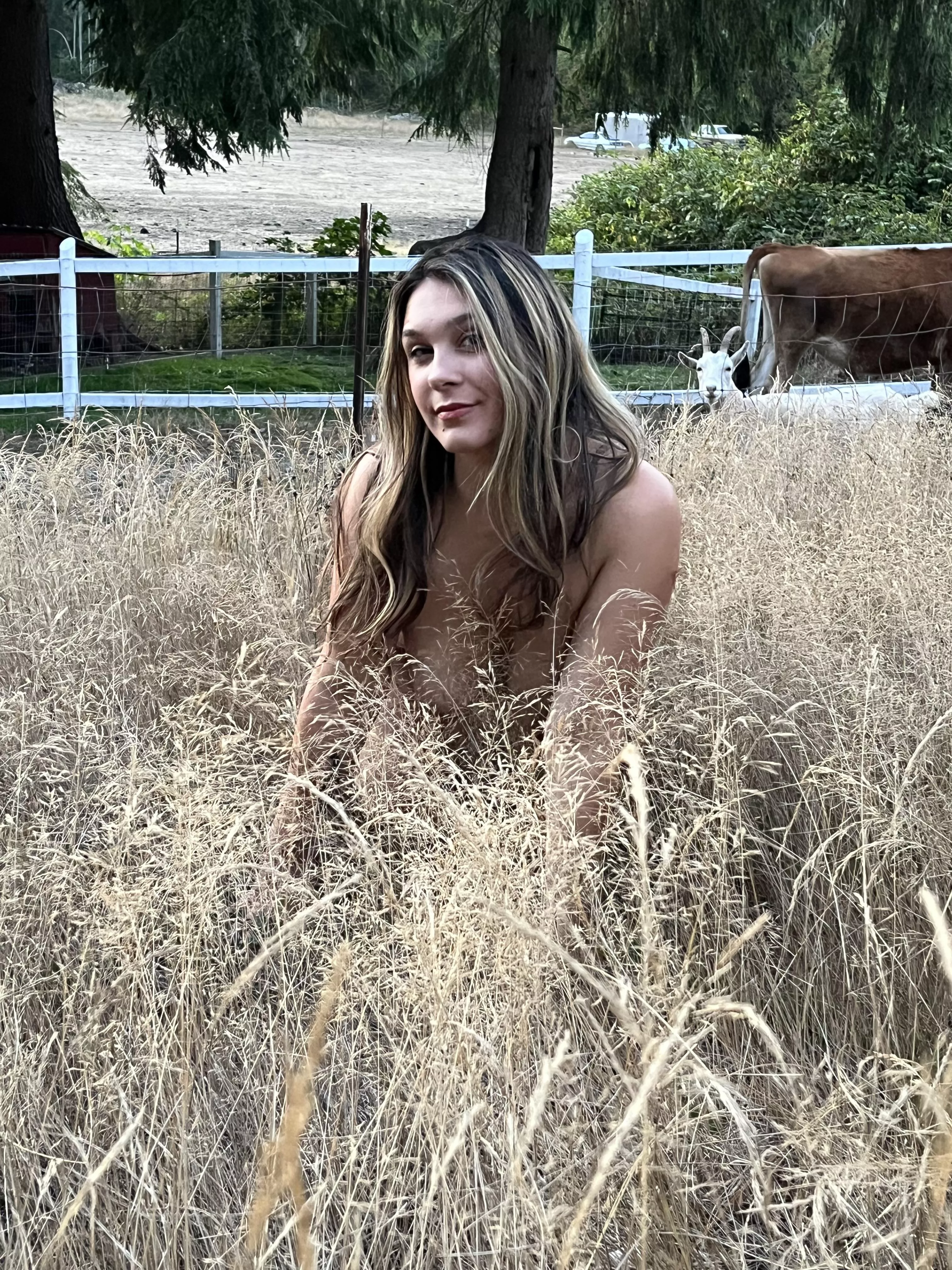 Out on the farm with no clothes..