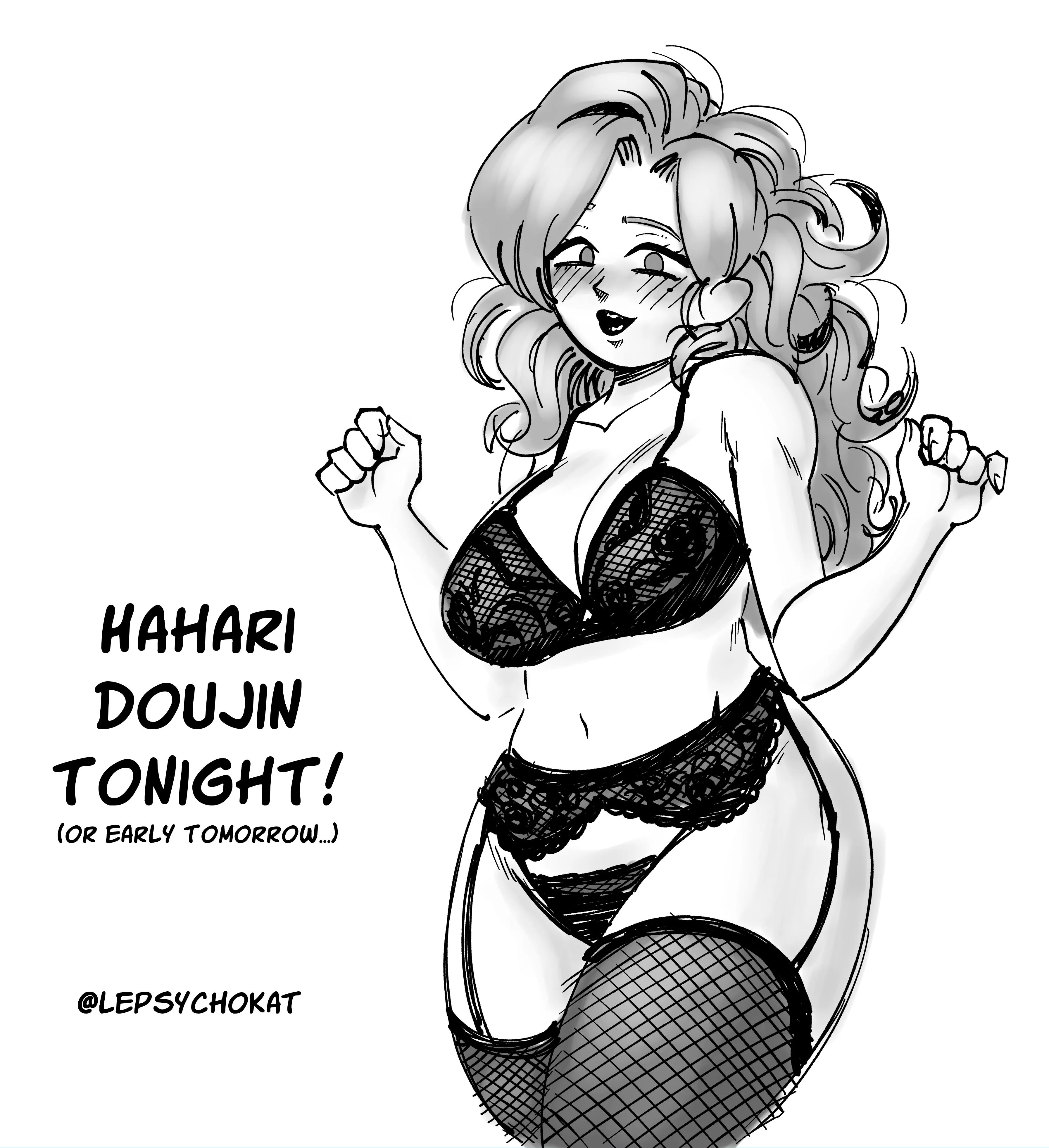 The Hahari doujin will be released later tonight! (Or early tomorrow, if I mess up ・_・;). Anyways, here's a Hahari lingerie sketch! (⁄ ⁄•⁄ω⁄•⁄ ⁄)