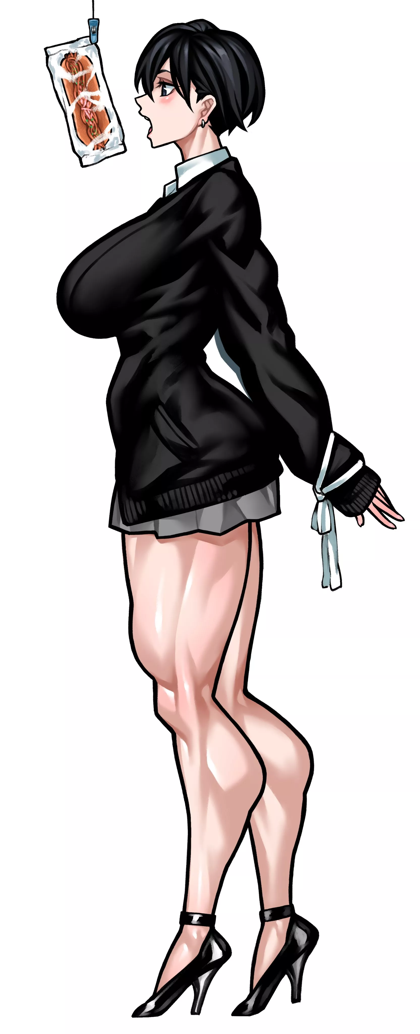 Tied, heeled, and reaching (@yuto_noirm08)