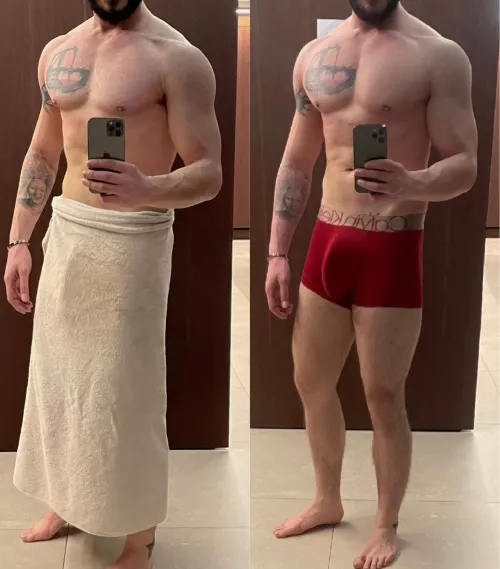 Towel or Underwear around lockerroom