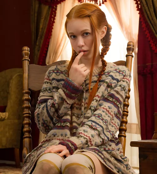 Waiting for us to cum to her