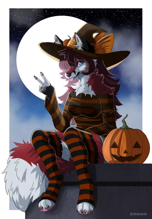 Spooktober fox 🎃~ art by me @sibanariix