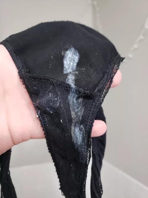 Black thong for the day got pretty creamy