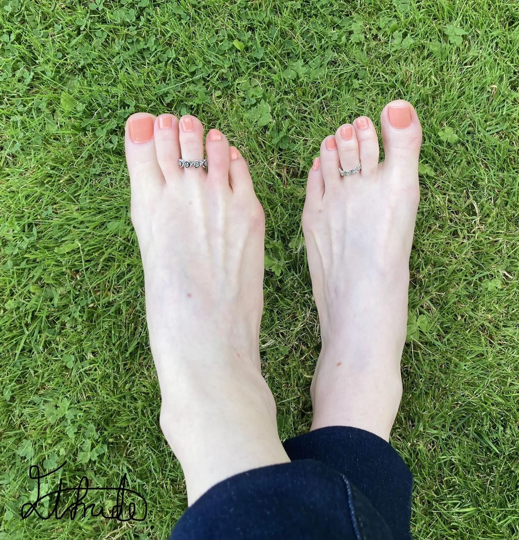 Feeling the wet grass between my toes