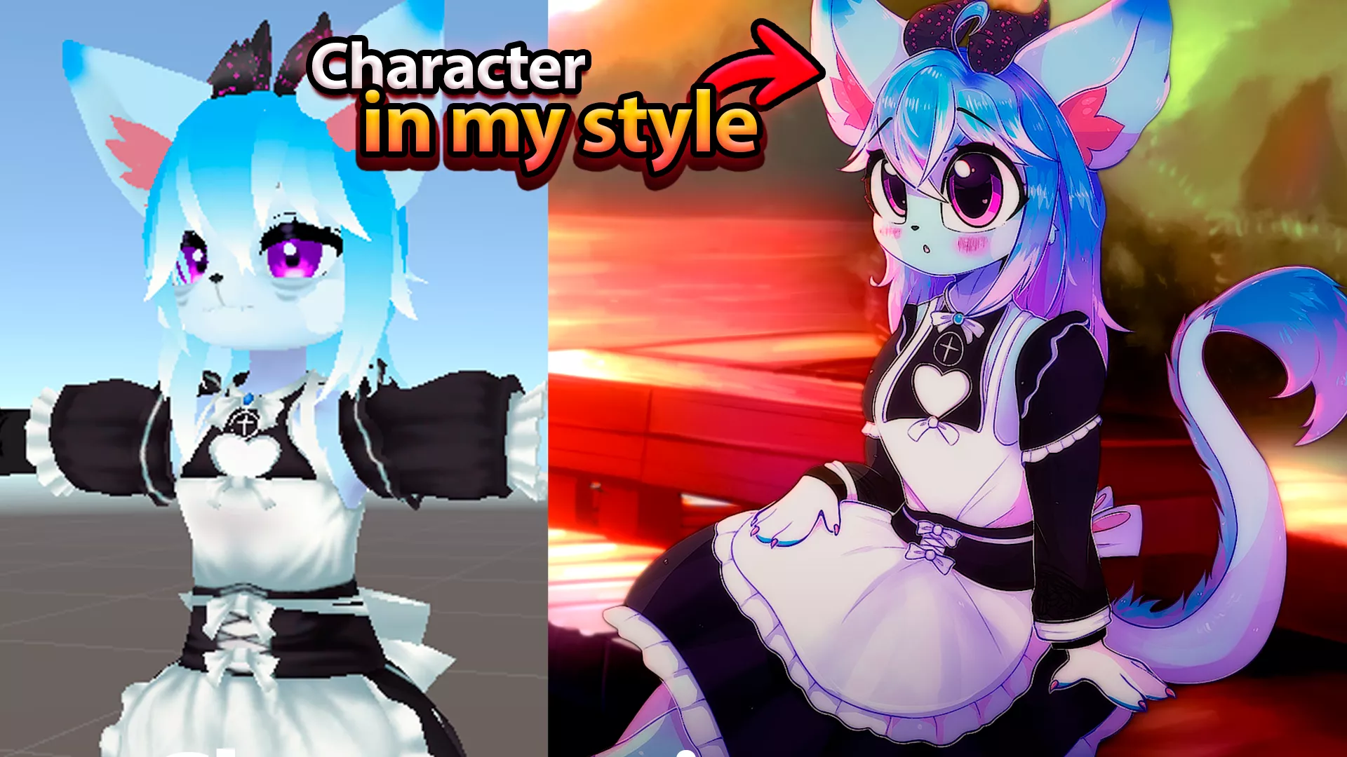 Image of the character sent by the customer vs my interpretation ✨ What do you think?