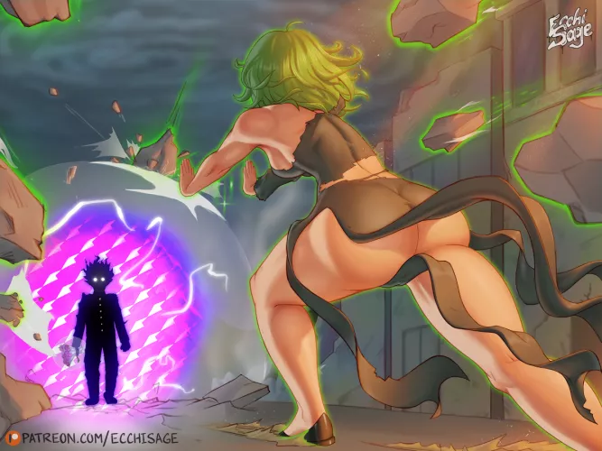 Mob vs Tatsumaki (Ecchisageart)