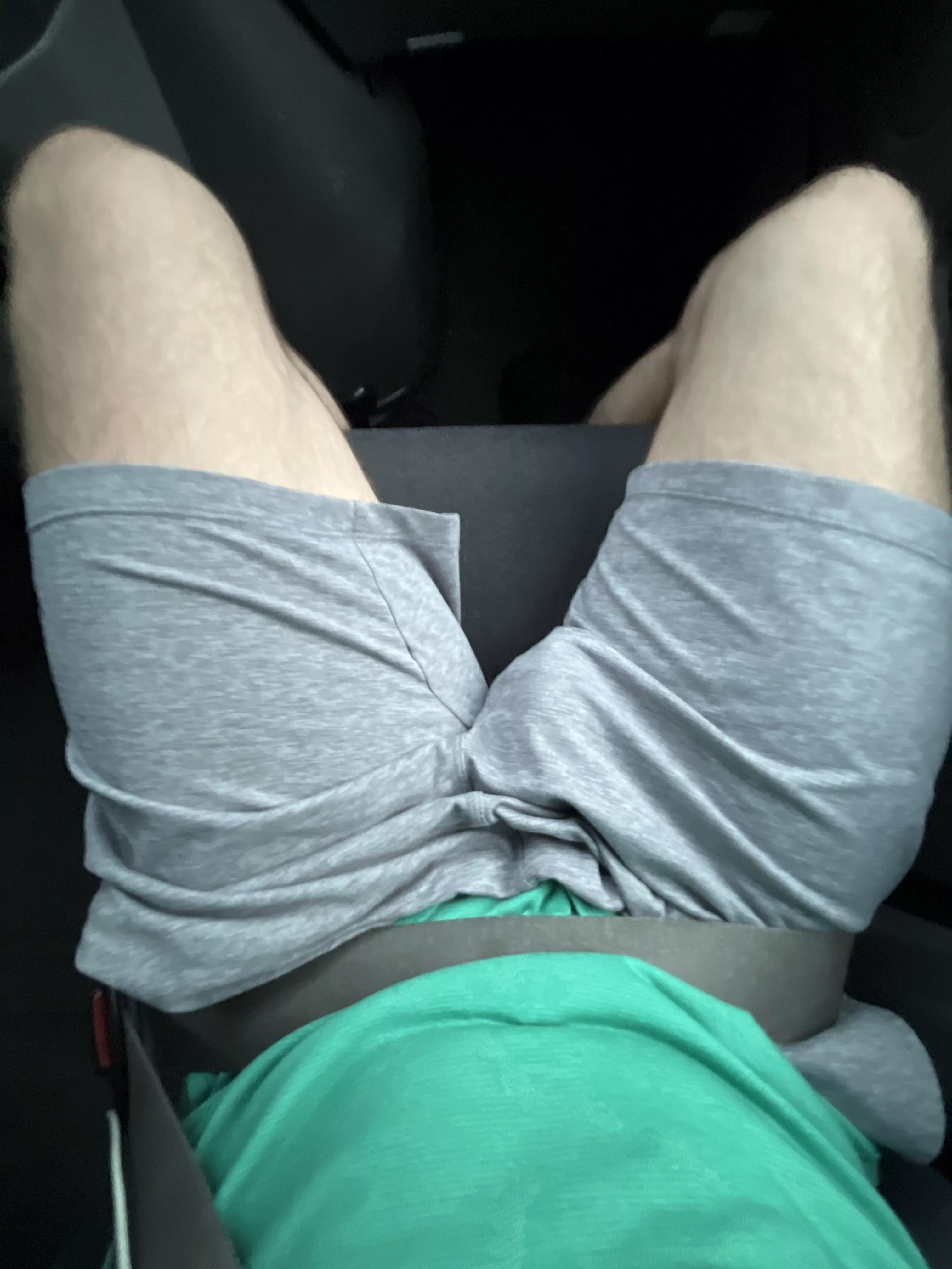 Gray shorts, thick thighs, and a long drive