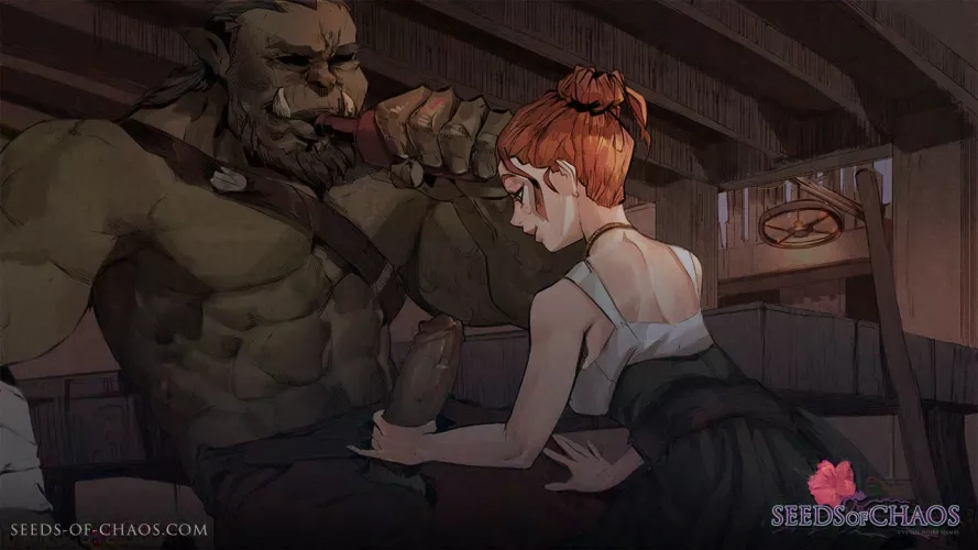 Orc gets A+ customer service from a tavern maid. (_S0my) [Seeds of Chaos]