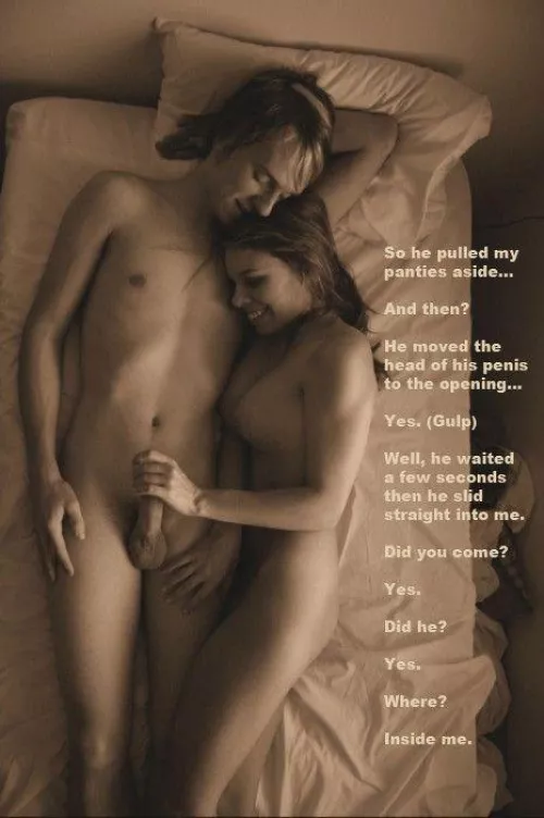 The way he looks at her and the way she describes getting fucked by another man whilst stroking him.