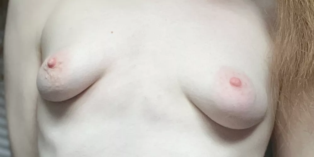 Without those pale areolas, my small boobs would look bad 😏