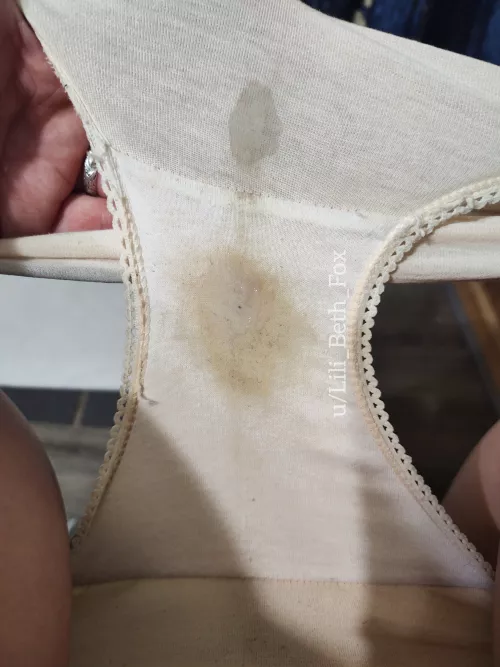 2 days of soaking this innocent nude cotton brief [OC]