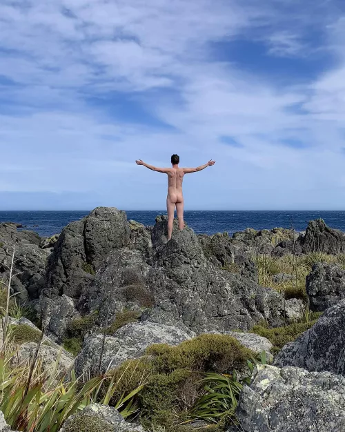 Feeling the cool sea breeze on my naked body 😊