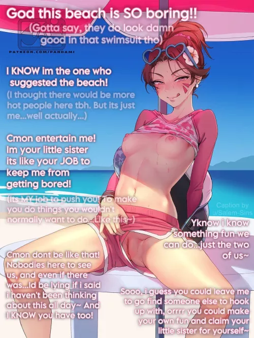 Hooking up with your Little Sister at the beach [F] [Incest] [Public] [Gender Neutral Pov] [Inner Thoughts] (Artist: Pandami)