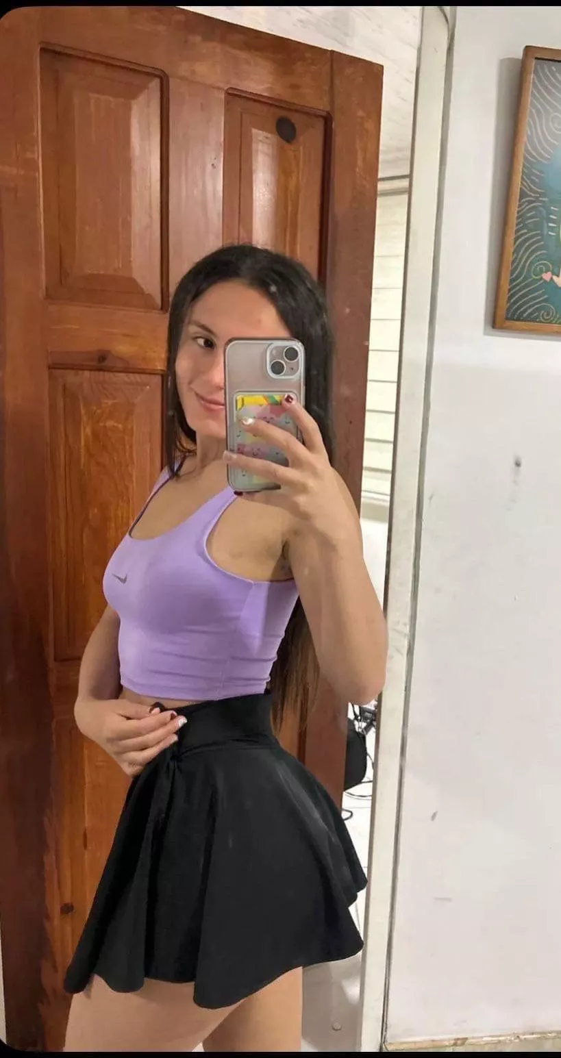 Sports bra and a miniskirt 😉