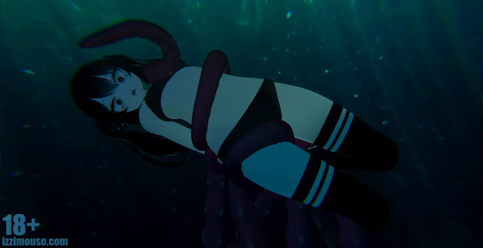 tentacle buddy arrives for a surprise swim (oc)