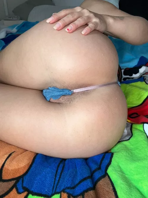 The thong just barely covers my asshole..