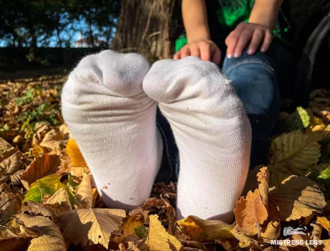 In white socks in the park