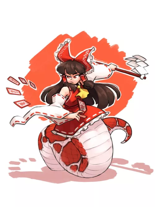 Milk Snake Lamia Reimu by @AronNecroman