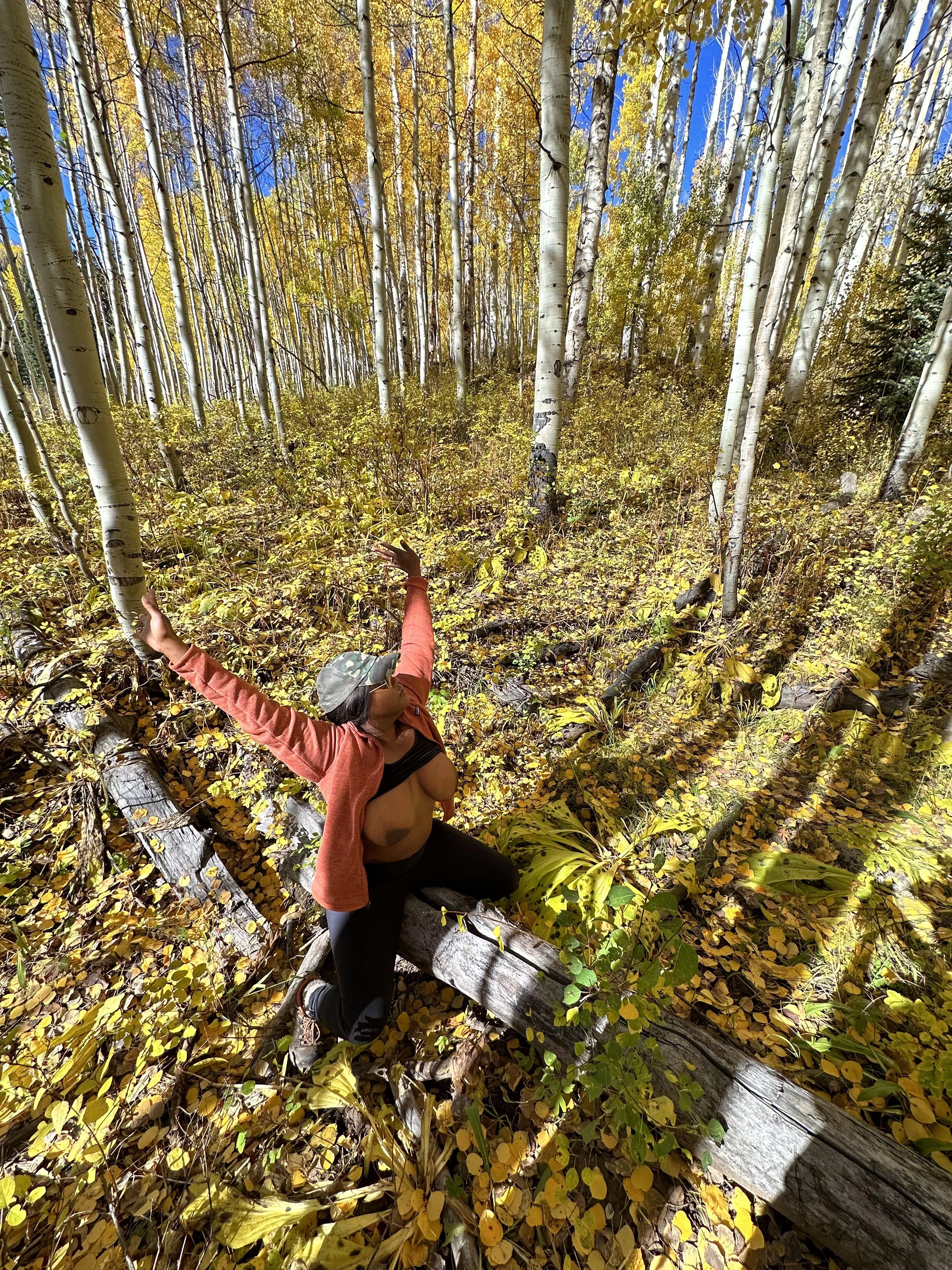 The crisp autumn air felt amazing on my nipples