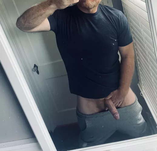 Gray sweatpants no underwear season let’s go