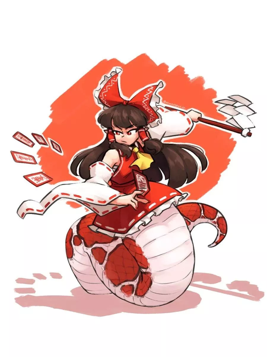 Milk Snake Lamia Reimu by @AronNecroman