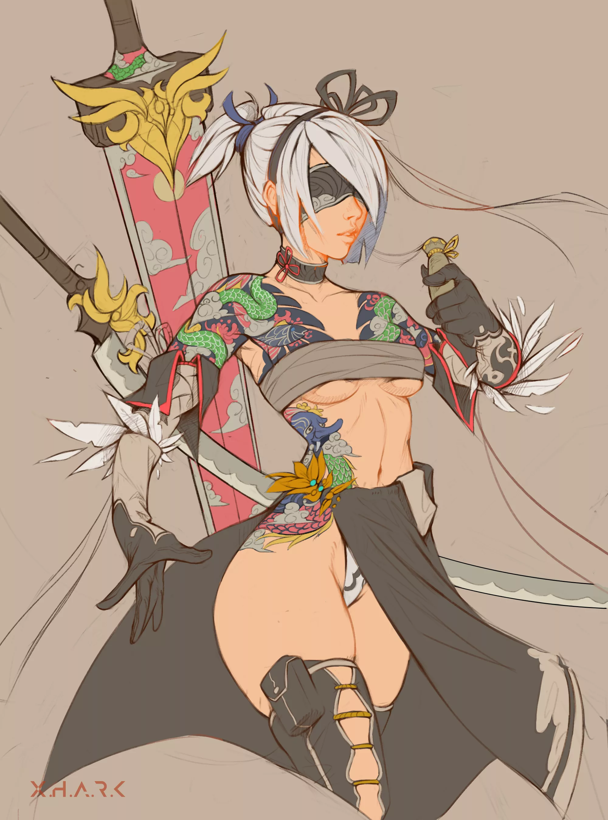 Yakuza 2B, art by me [Nier]