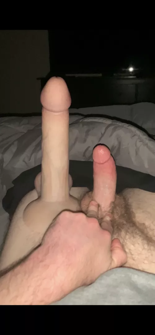 The gf’s (35) 8.5 inch dildo vs. the obvious reason she has it (37). Lately she prefers going out and getting the real thing, though.