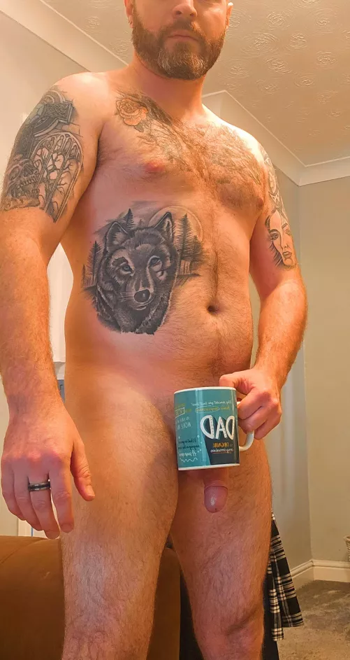 Coffee.... cock.... beard.... tats.... dadbod.... do I tick any boxes? [37]