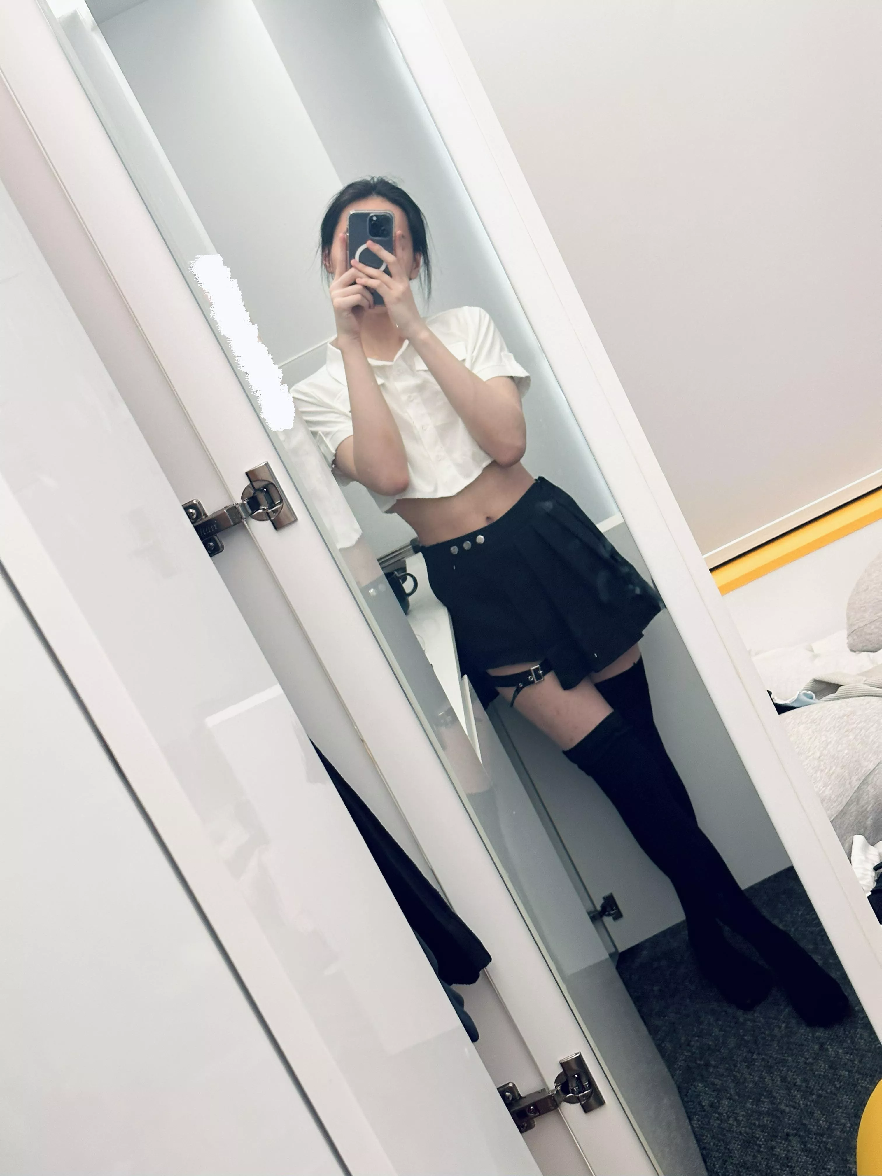 Femboy classmate getting ready for school