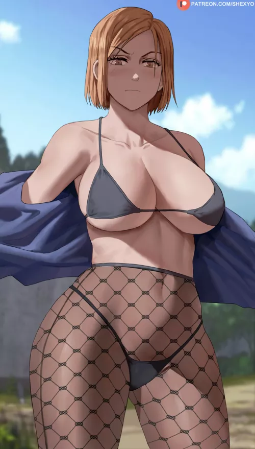Kugisaki Nobara Shows Off her Skimpy Black Bikini at the Park [Jujutsu Kaisen] (Shexyo)