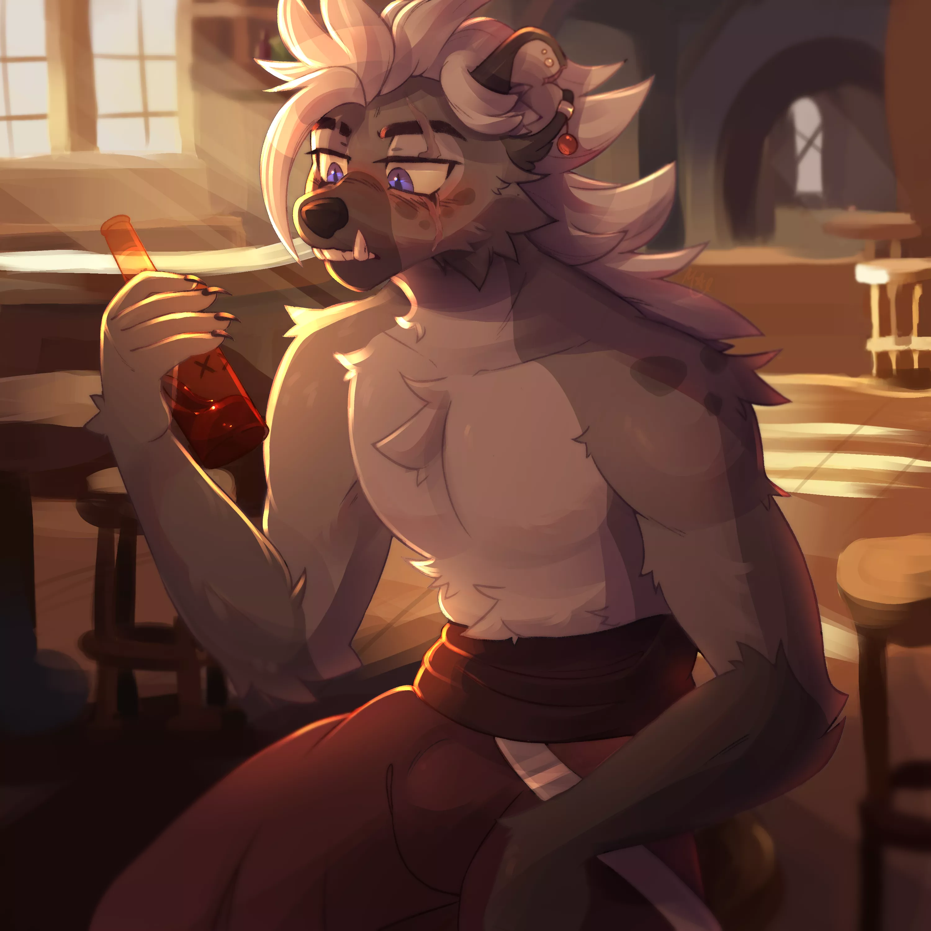 My DND gnoll character, Aneu! He's a barbarian :D (OC)