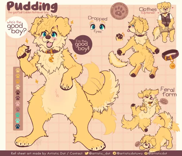 Pudding, a very good boy! (@artistic_dot on twitter)