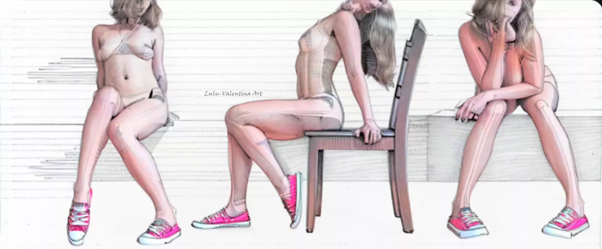 Seated series. Digital sketch and paintings of the gorgeous u/PintSizedBrilliance [OC]