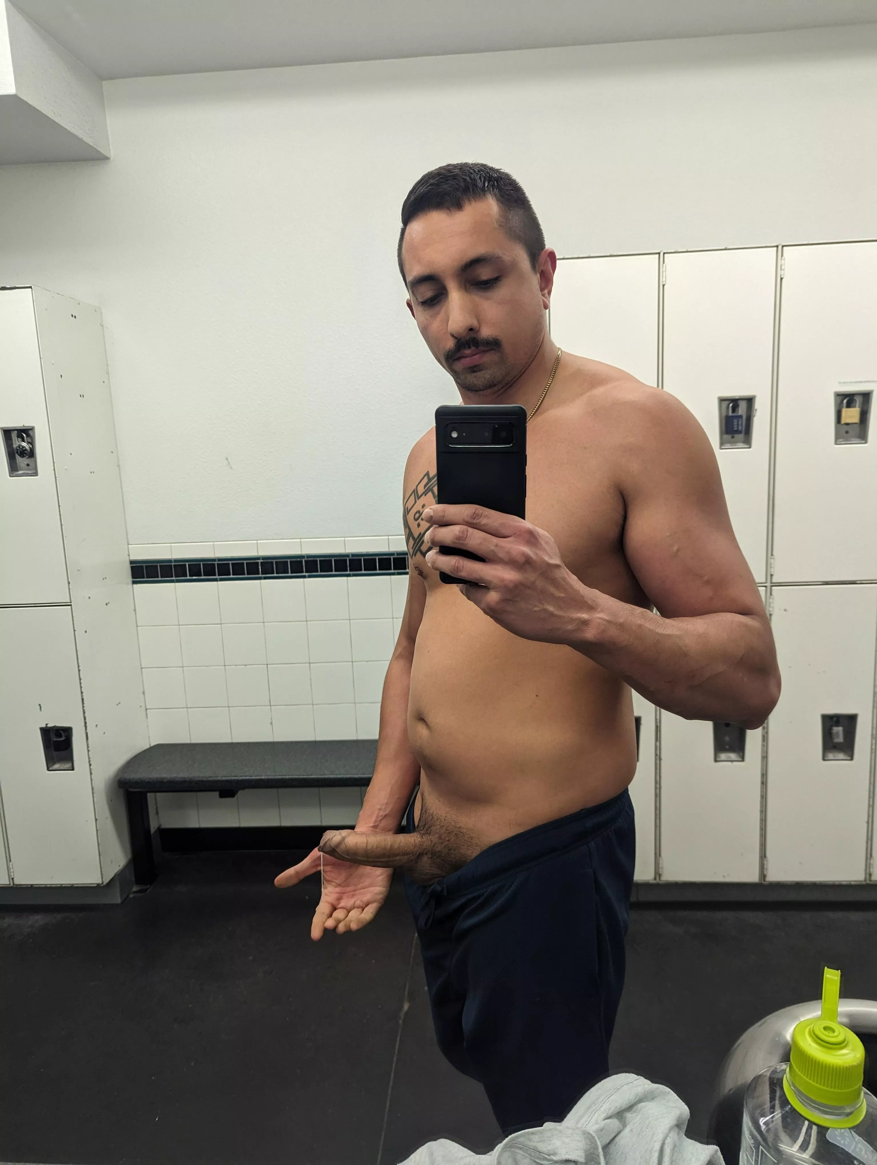 Accidentally started dripping cum in the locker room