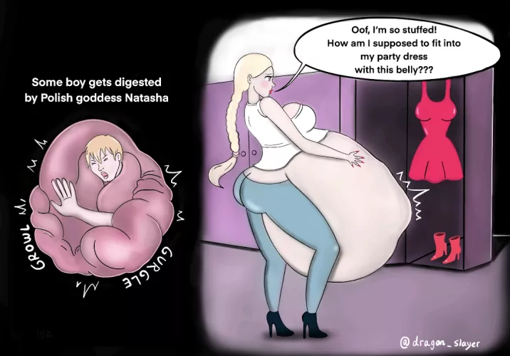 {comic} Oh no! How is this dress going to fit now!? 🫣🤰🏼 (art by dragon_slayer)