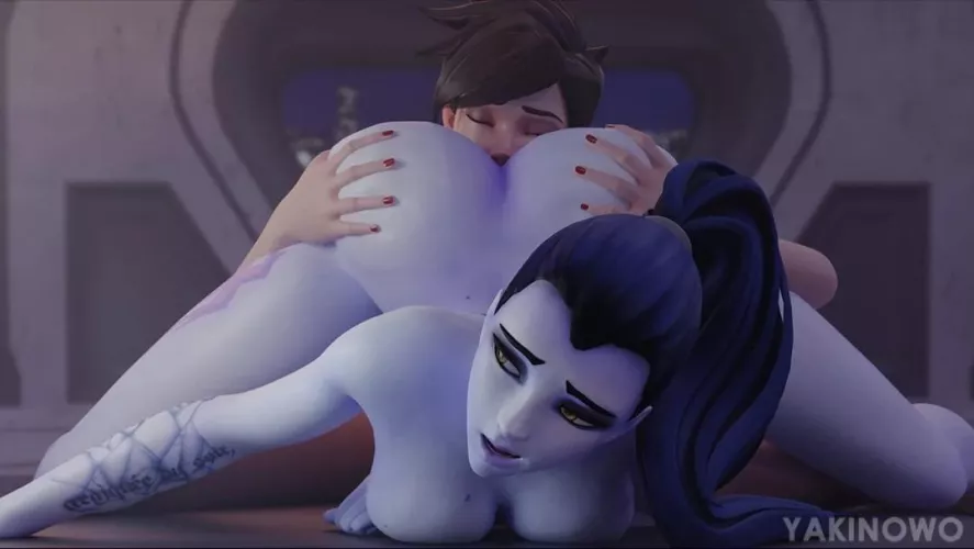 Tracer eating Widowmaker's ass (Yakinowo)