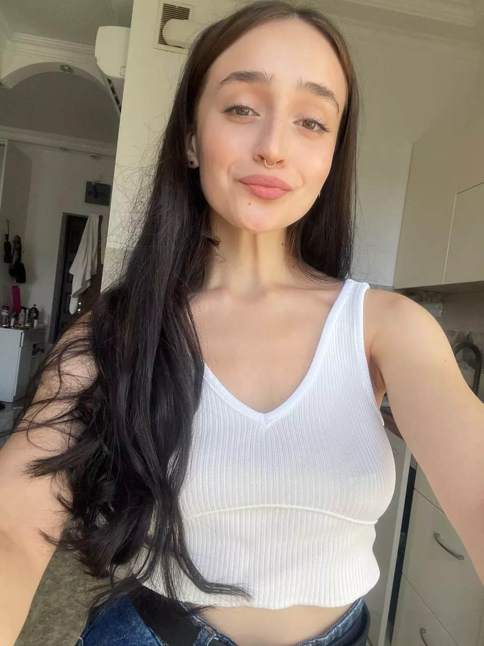 If you look closely you can see the piercing, it's intriguing