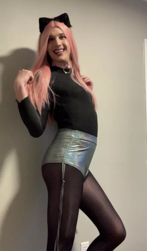 My girlfriend caught me in her shorts and said I stretched them so she did my makeup and made me wear them 💕